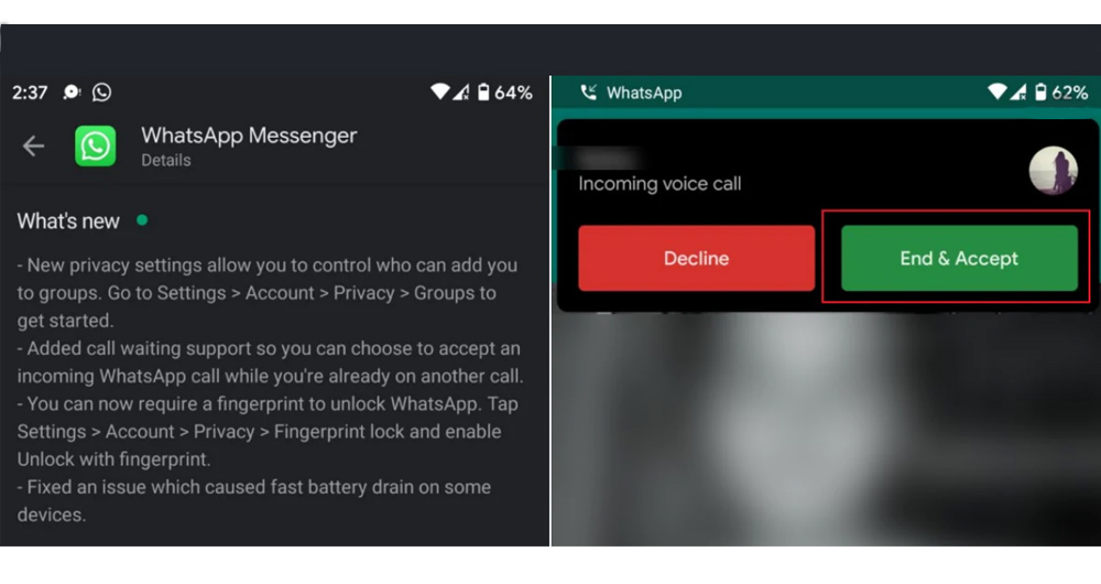 قابلیت Call Waiting (پشت خطی) در نسخه جدید واتساپ